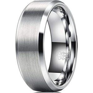 THREE KEYS JEWELRY Silver Tungsten Ring 8mm Mens Wedding